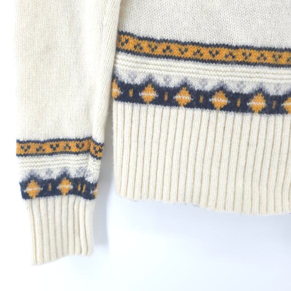 J.Crew Womens Ivory & Blue Rolled Hemline Mock Neck Nordic Lambs Wool Sweater S - Picture 11 of 11